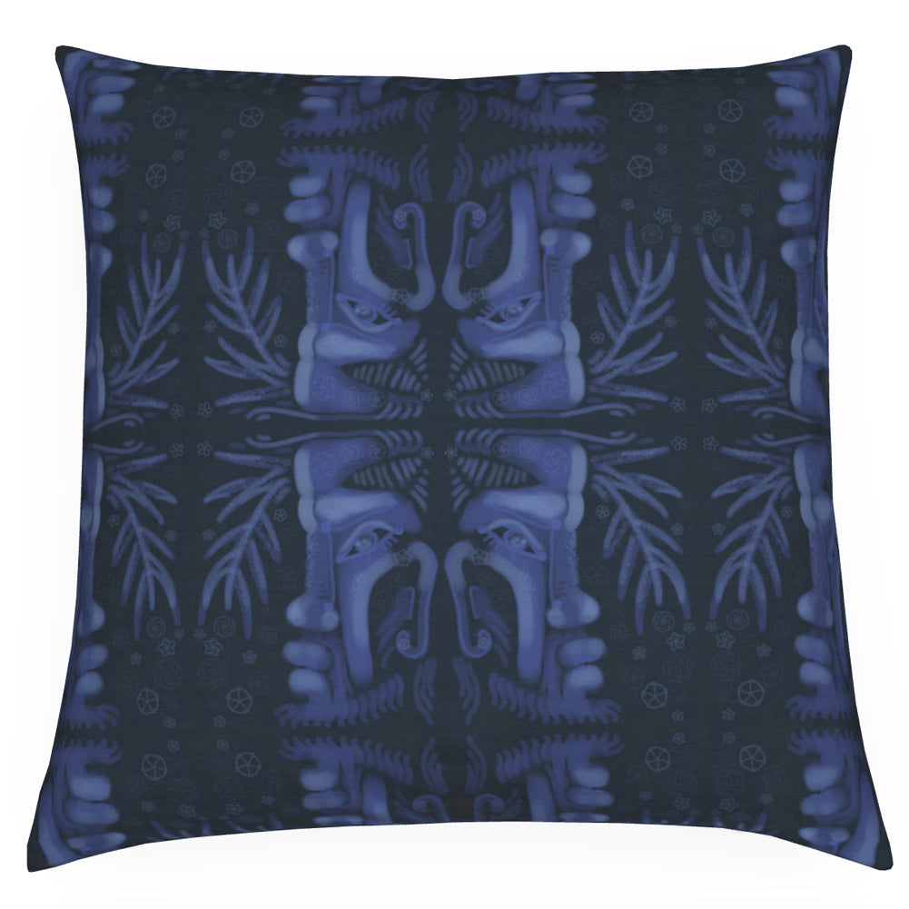 Tribe Two, Black and Blue, Feather Filled Cushion.